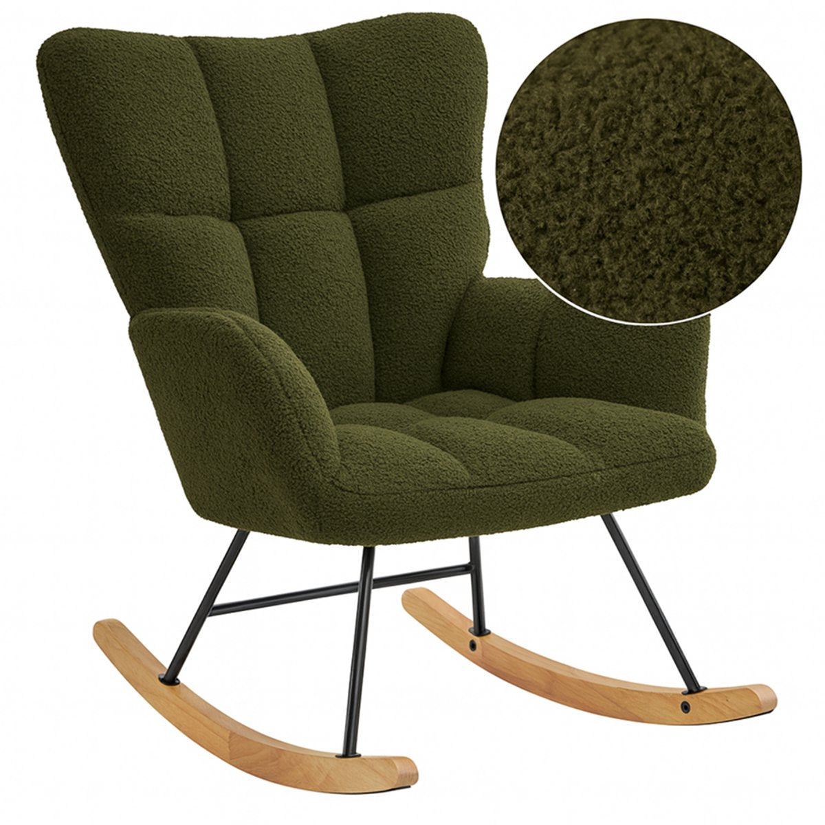 SITTT Fauteuil à bascule Noella - vert foncé - 70x96x97 cm - fauteuil de relaxation et de puériculture