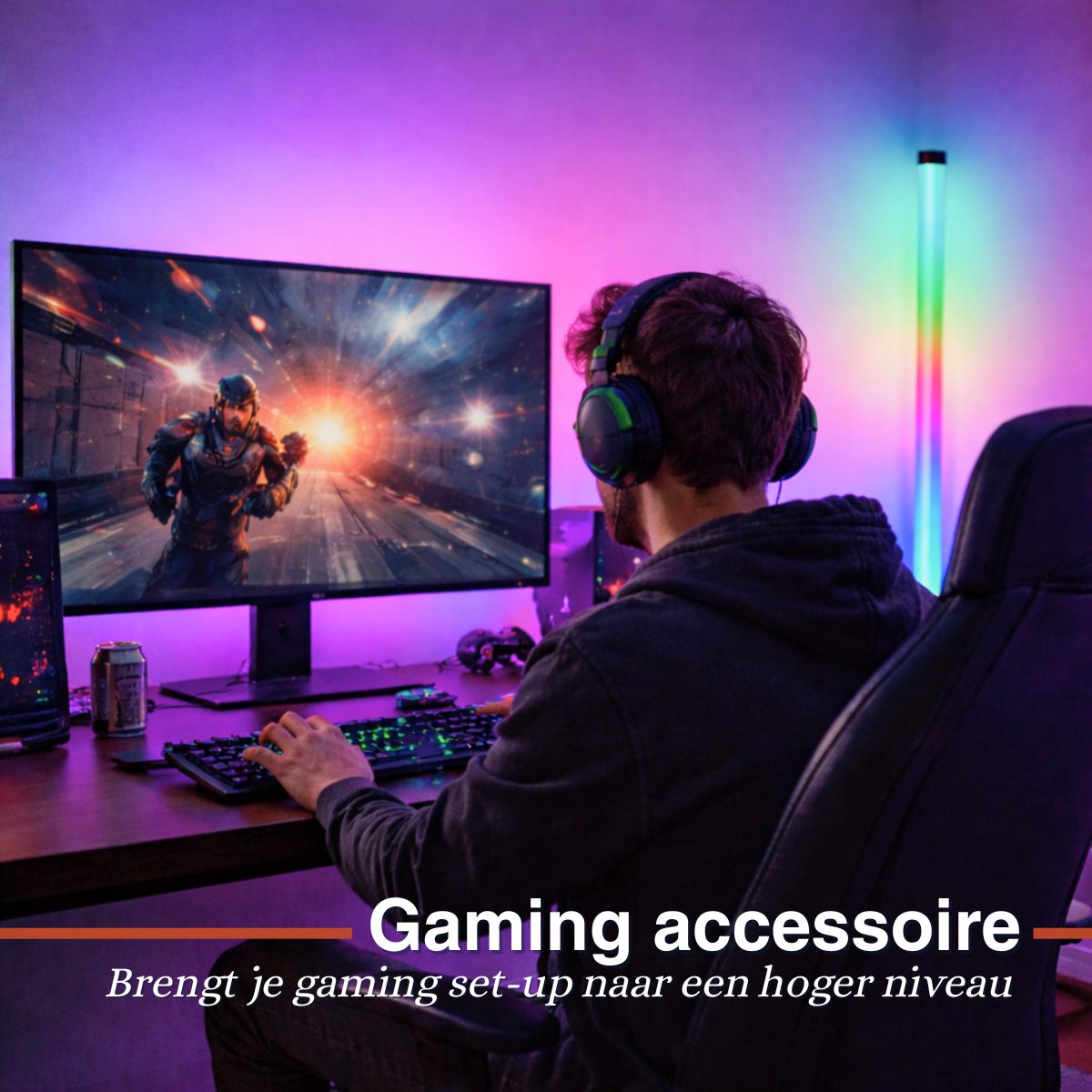 Grundig LED Floor Lamp 120 cm - Lampadaire RVB avec télécommande - alimenté par USB - Lampe d'ambiance pour le salon, la chambre et les jeux - 4 modes d'éclairage, 60 LED