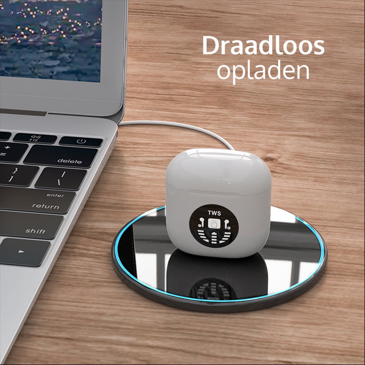 JAP Sounds AP80 - Ecouteurs sans fil avec étui de chargement - 24 heures d'écoute - Bluetooth - Ecouteurs sans fil - Ecouteurs pour le sport - Convient à apple, iphone, android, samsung etc.