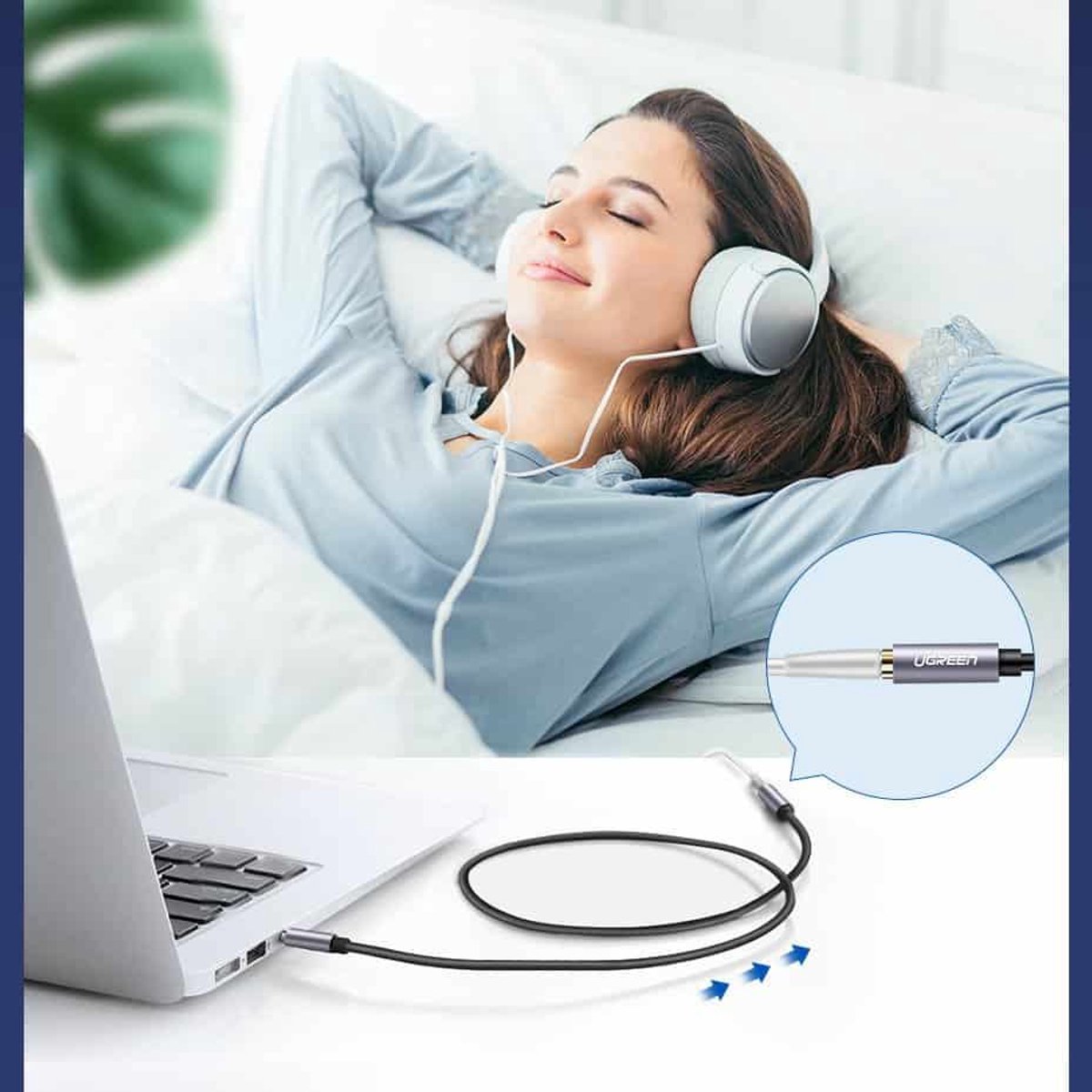 Ugreen - Câble de rallonge Audio Jack AUX 3.5mm - 2 mètres - 3.5mm Femelle - Transparent