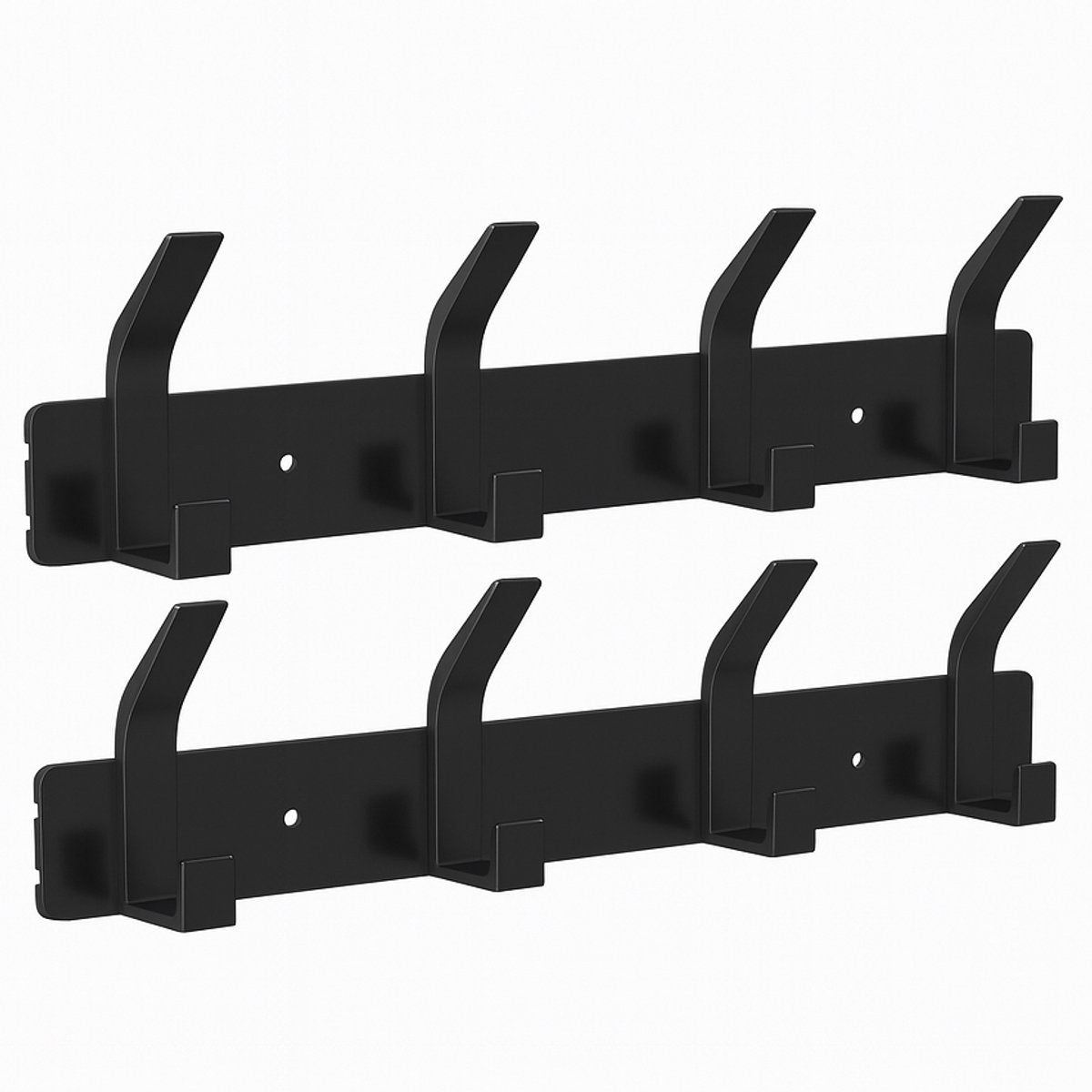 O'DADDY® Wall Coat Rack 16 Hooks - Porte-manteau suspendu - Porte-serviettes - Porte-manteau mural - 2 rangées de 8 crochets - Bande adhésive incluse - Design industriel - Noir