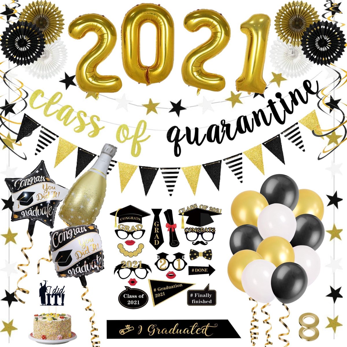 Partizzle Graduated Party Decorations Articles - Guirlandes et ballons - Hourra Graduation Party - Graduation Party Items - XL