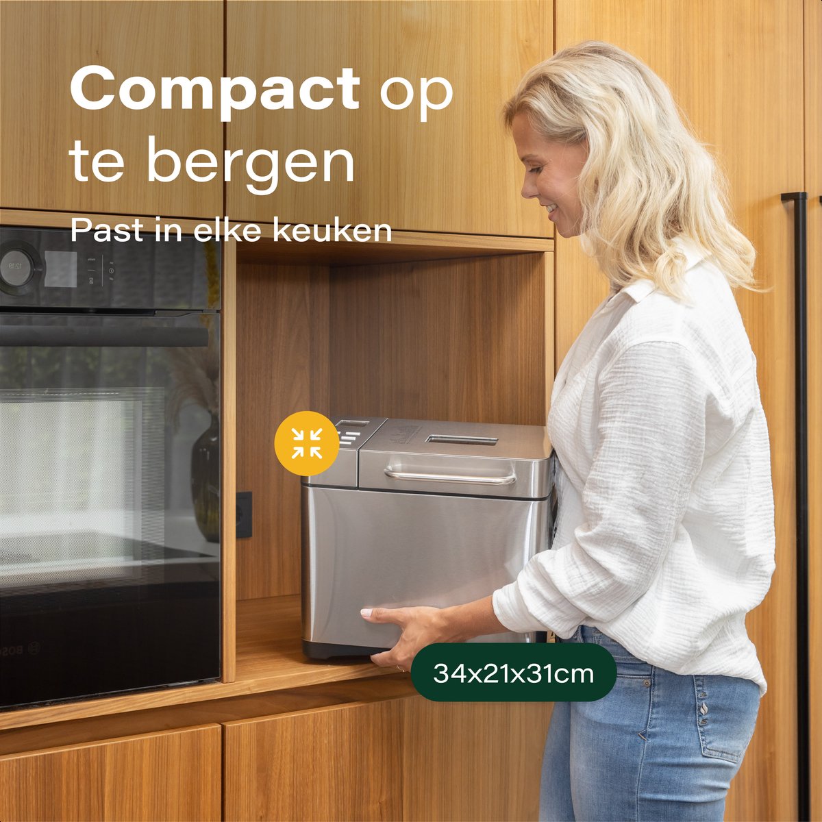 Skoov Bakemaster Breadmaker - acier inoxydable - céramique - 345x248x310 mm - 650W - 19 programmes - sans PFAS ni téflon
