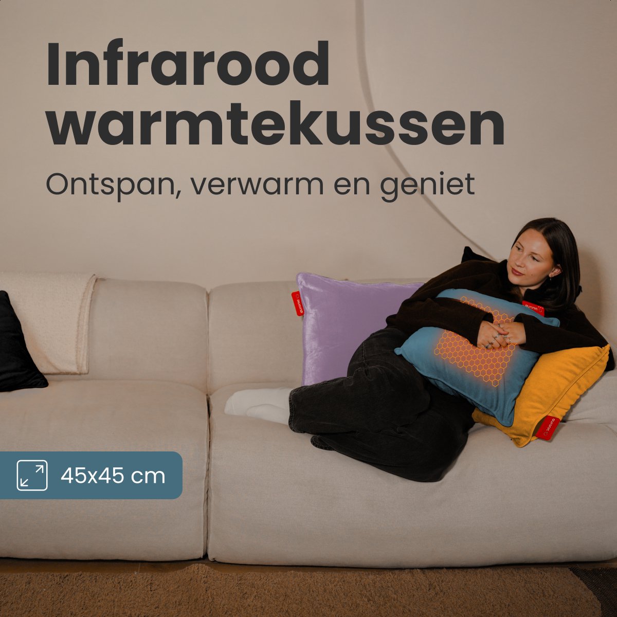 Auronic Heat Pad Velvet 45x45 cm - Sans fil, rechargeable et infrarouge - Vert/Bleu