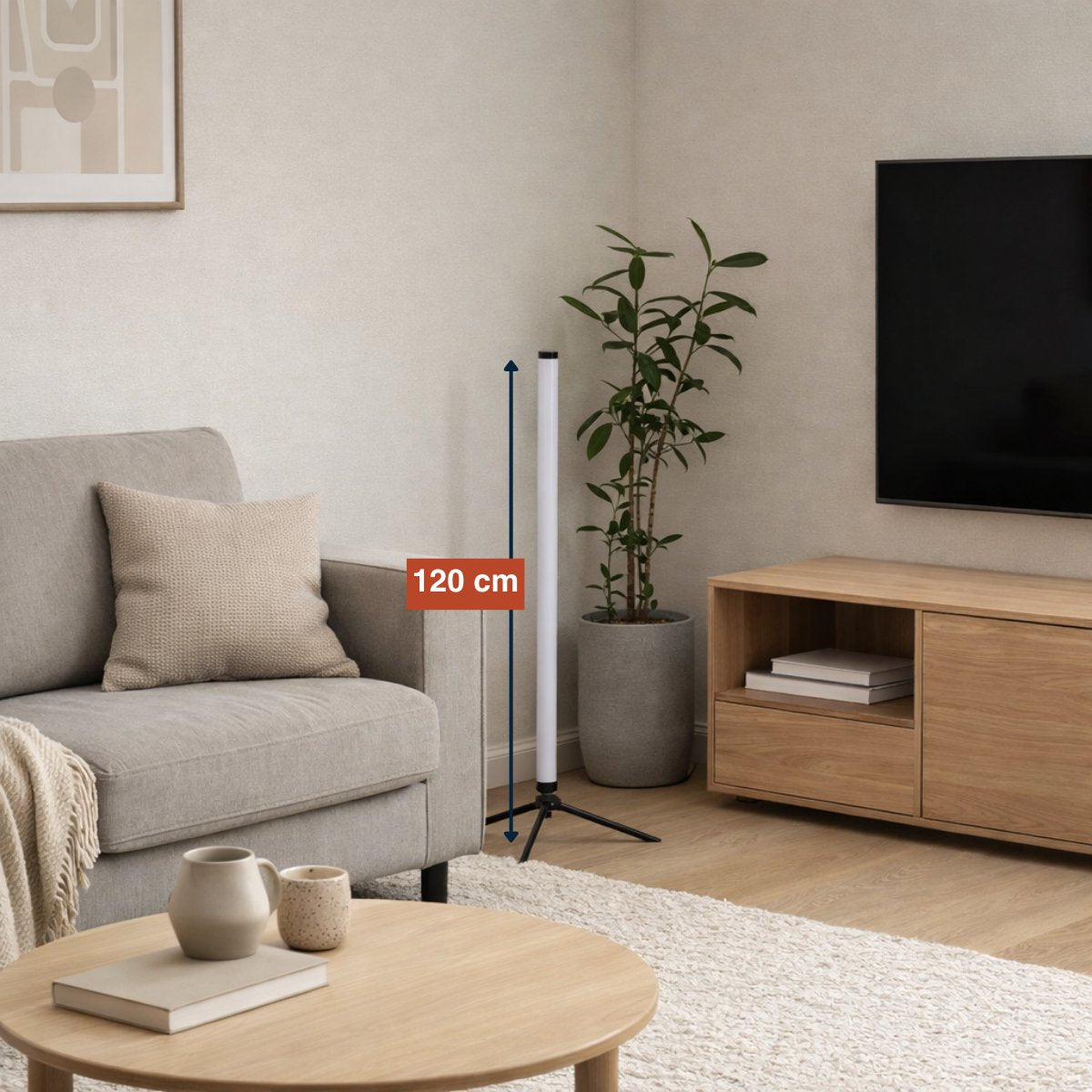 Grundig LED Floor Lamp 120 cm - Lampadaire RVB avec télécommande - alimenté par USB - Lampe d'ambiance pour le salon, la chambre et les jeux - 4 modes d'éclairage, 60 LED