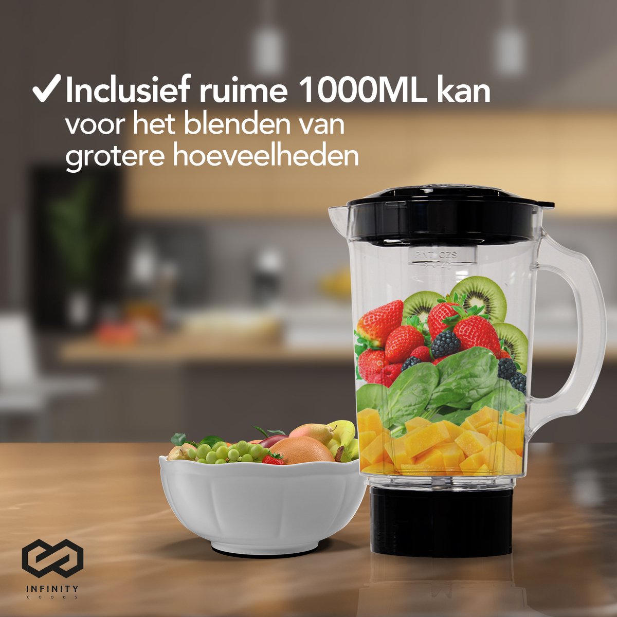 Infinity Goods Blender - 3 en 1 - 14 pièces - 400W - Noir