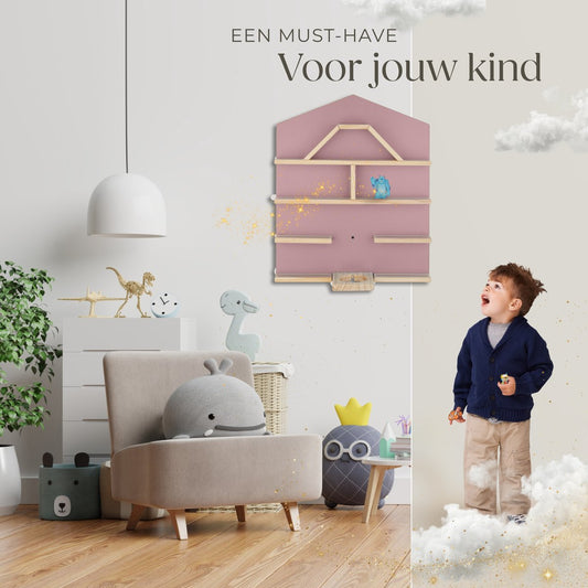 tectake Support mural Mylittle Story pour Tonies - Forme de maison - Bois - Aspect cerisier