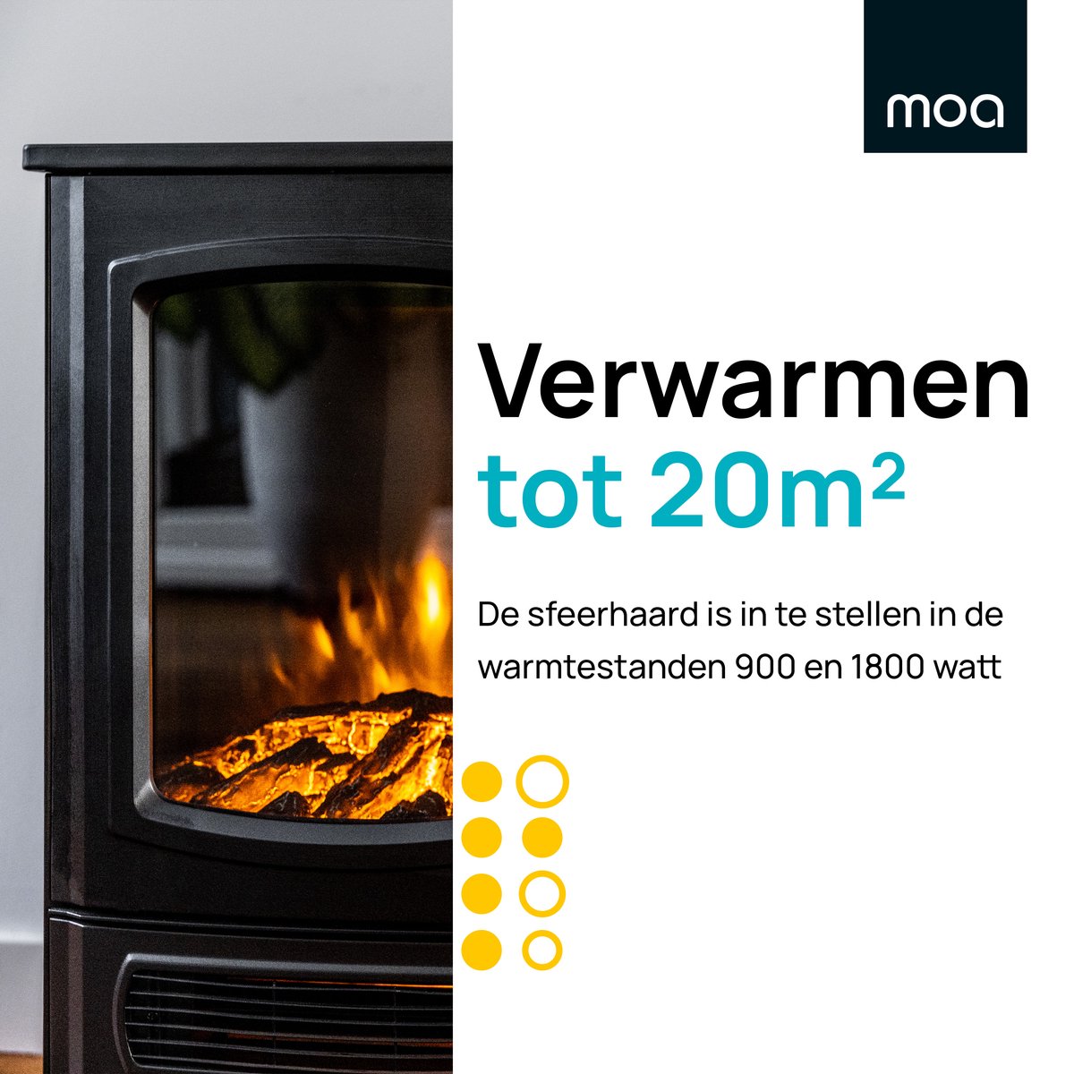 MOA Cheminée électrique d'ambiance ES180 - Freestanding - 1800W - Effet de flamme réaliste - Cheminée - Noir