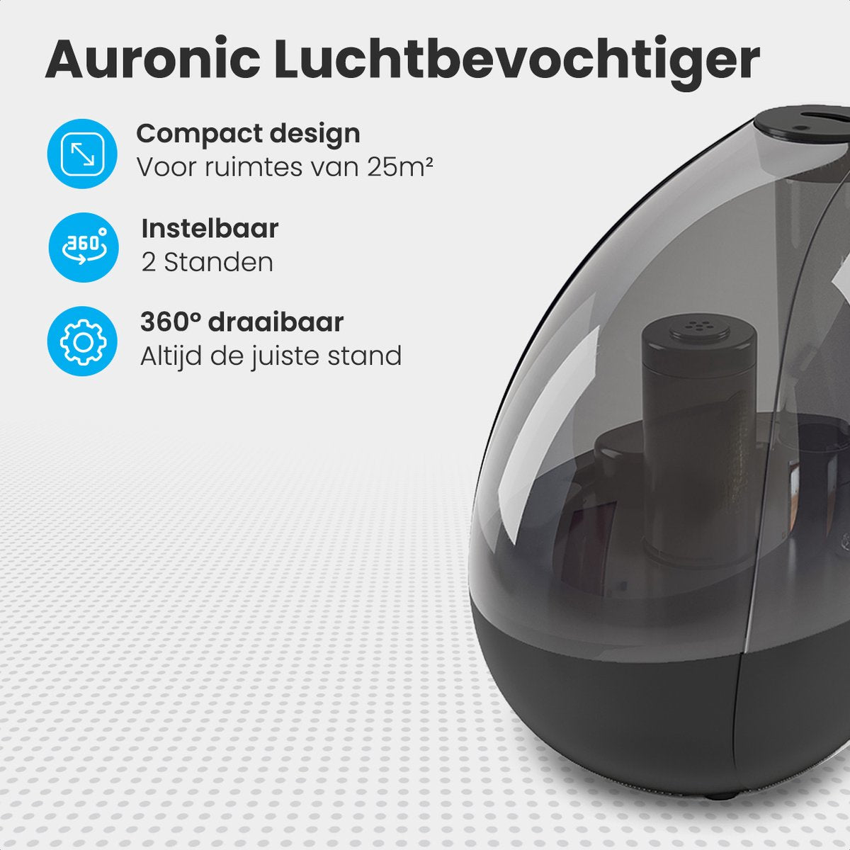 Humidificateur Auronic - Adapté à la chambre de bébé et à la chambre à coucher - Noir - Filtre à eau inclus