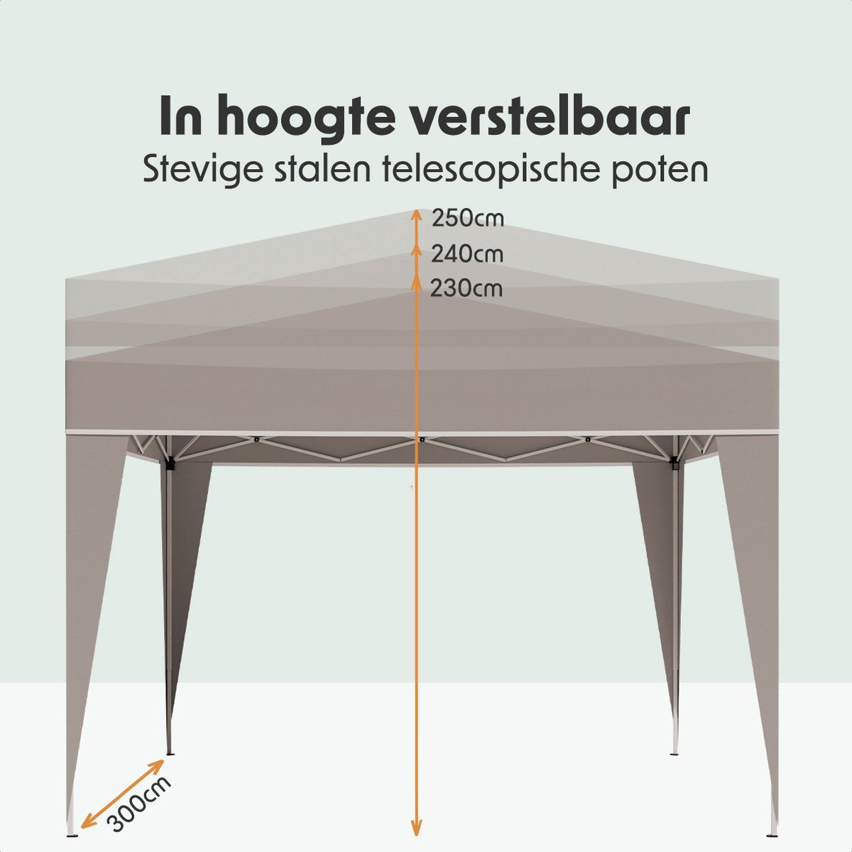 LifeGoods Party Tent - Pavillon - EasyUp - Pliable - Imperméable - Avec sac de transport - 300 x 300 cm - Beige