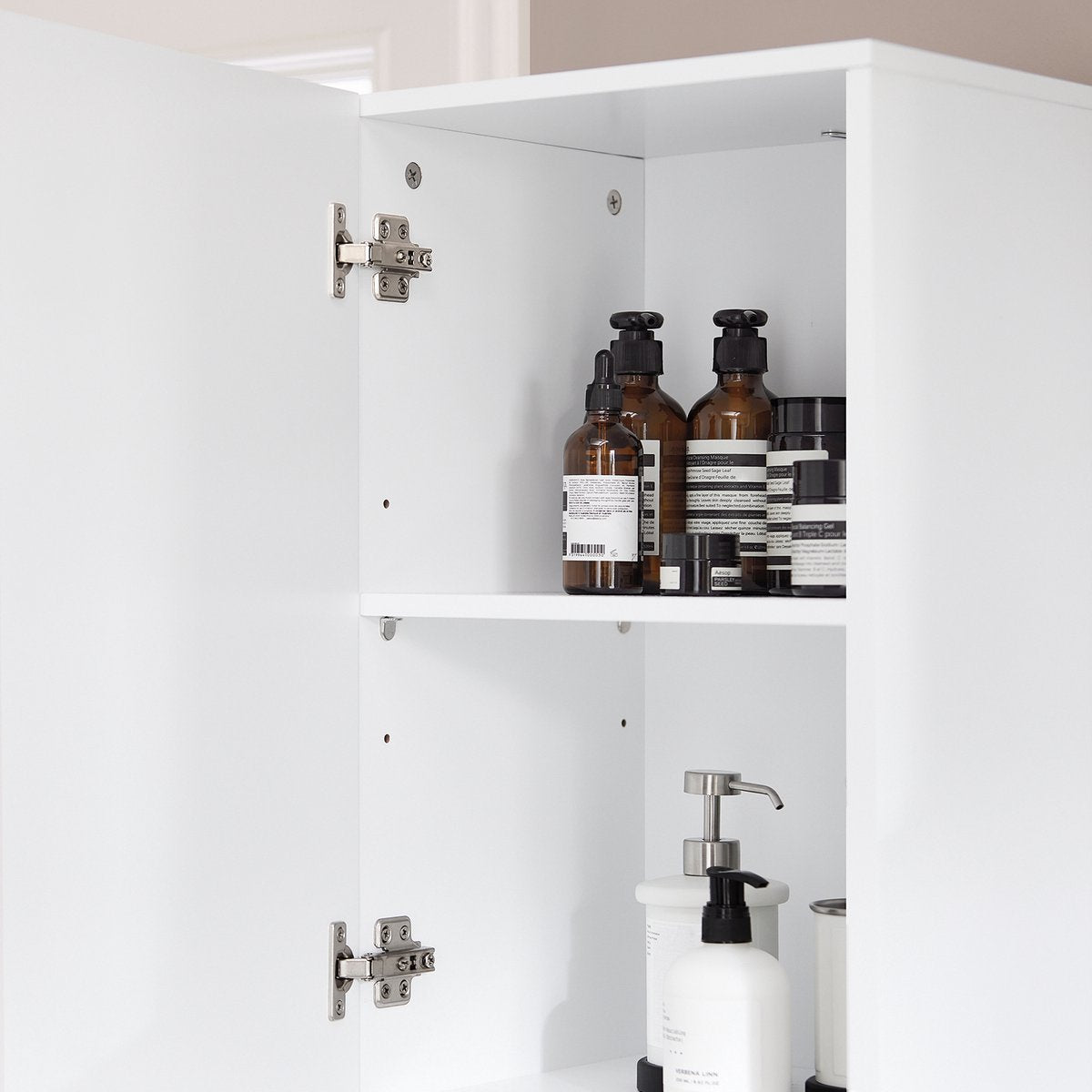 SoBuy Meuble colonne de salle de bains - Meuble de salle de bains avec 2 portes - Max. 50KG - 34 x 30 x 170 cm - Blanc