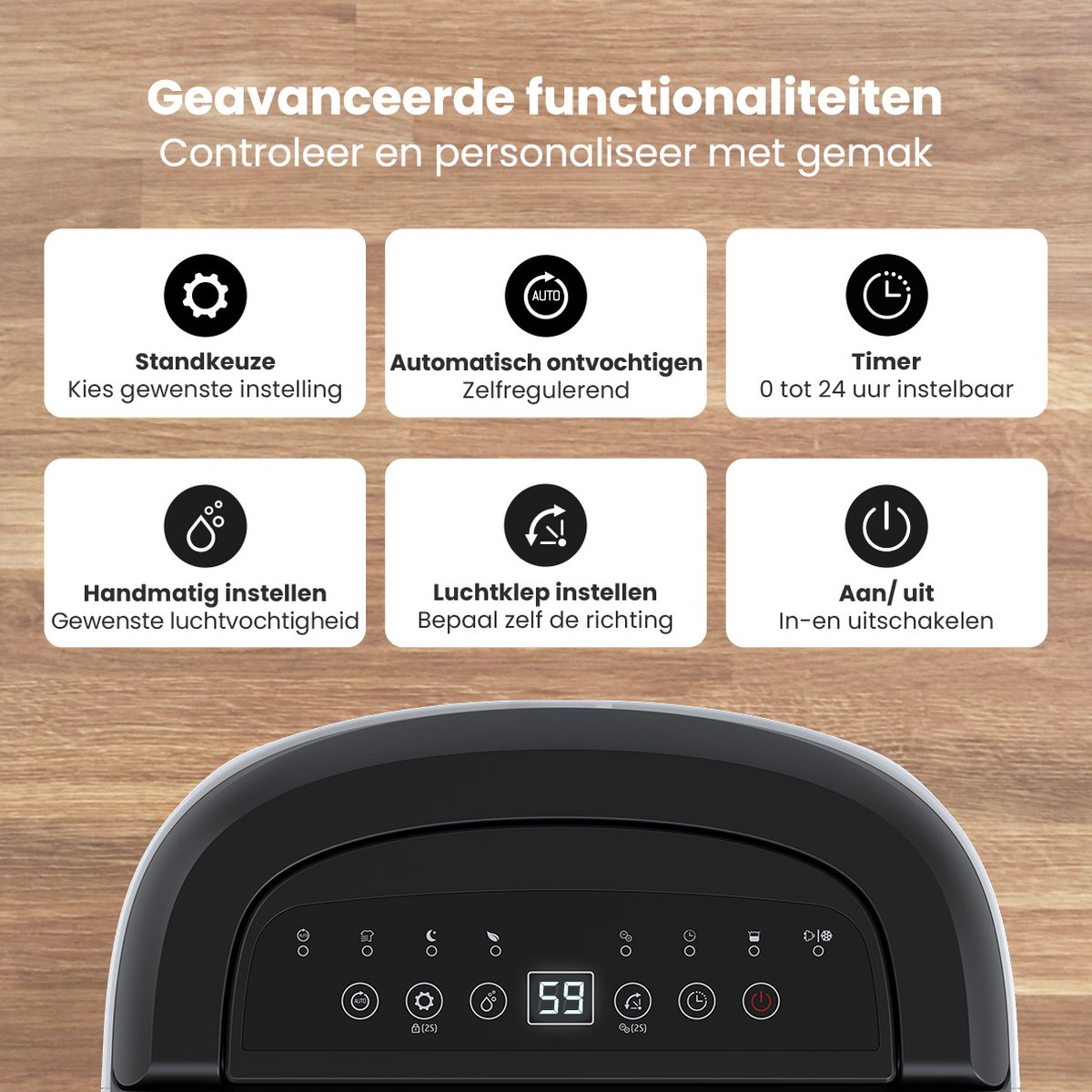 Déshumidificateur et purificateur d'air Auronic - Série Pro Plus - Chambre et salon - Déshumidifie 10L par jour dans la maison - Fonction Lavage-Séchage - Blanc