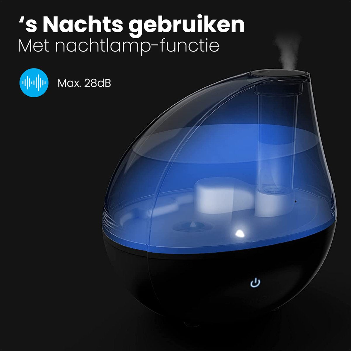 Humidificateur Auronic - Adapté à la chambre de bébé et à la chambre à coucher - Noir - Filtre à eau inclus