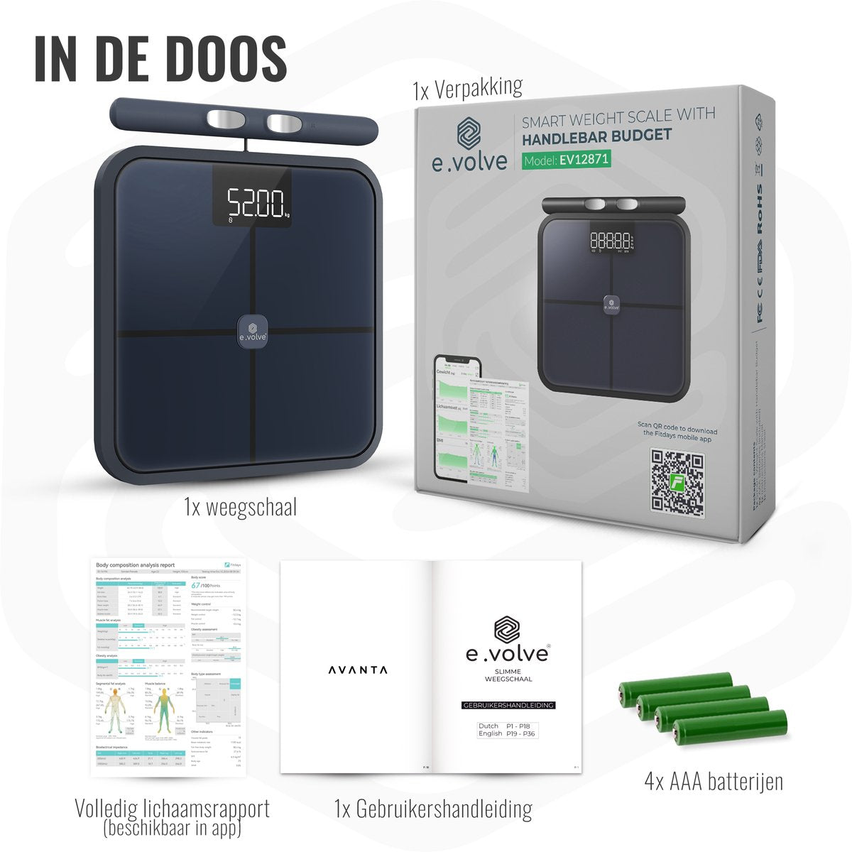E.Volve® Smart Scale Pro Handle Budget - Noir