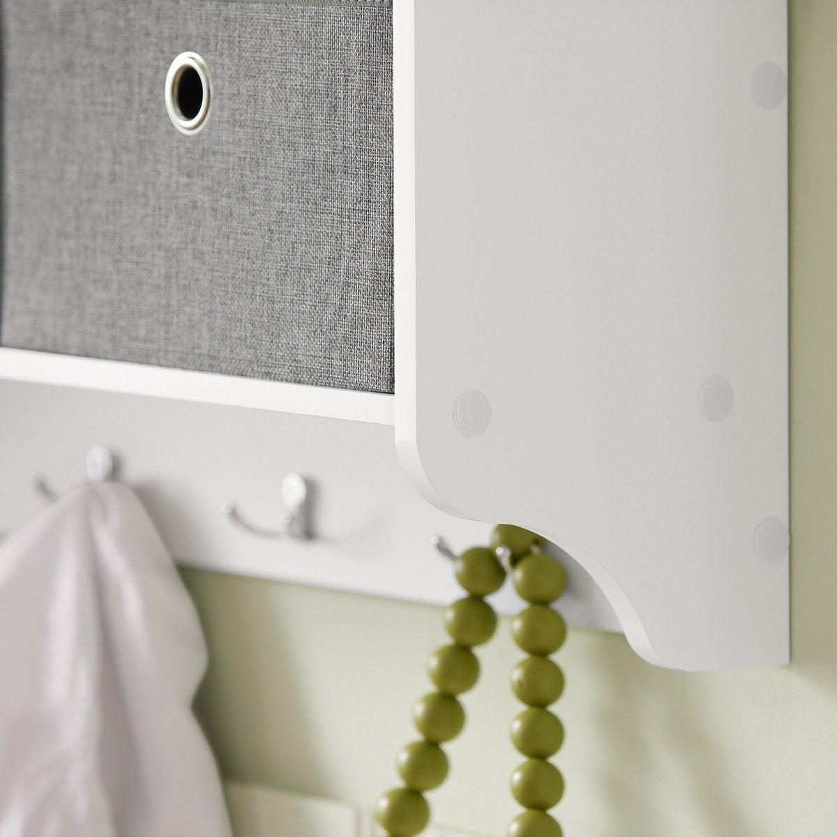 SoBuy FRG282-W Porte-manteau mural avec 3 tiroirs - Porte-manteau avec 5 crochets et rangement, porte-manteau mural, blanc-gris, 100x20x30cm