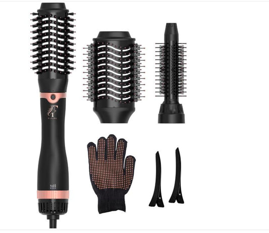 Brosse sèche-cheveux avec 3 accessoires Flaire ROSÉ - Brosse à boucler en céramique - ionique - 1200W - noir