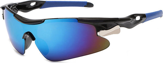 Garpex® Lunettes de cyclisme - Lunettes de sport - Lunettes de soleil homme - Cyclisme - Moto - Monture noire avec verre bleu