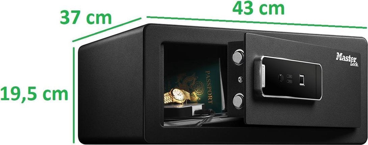Masterlock - LX110BEURHRO coffre-fort pour ordinateur portable, ouverture par le doigt - Noir