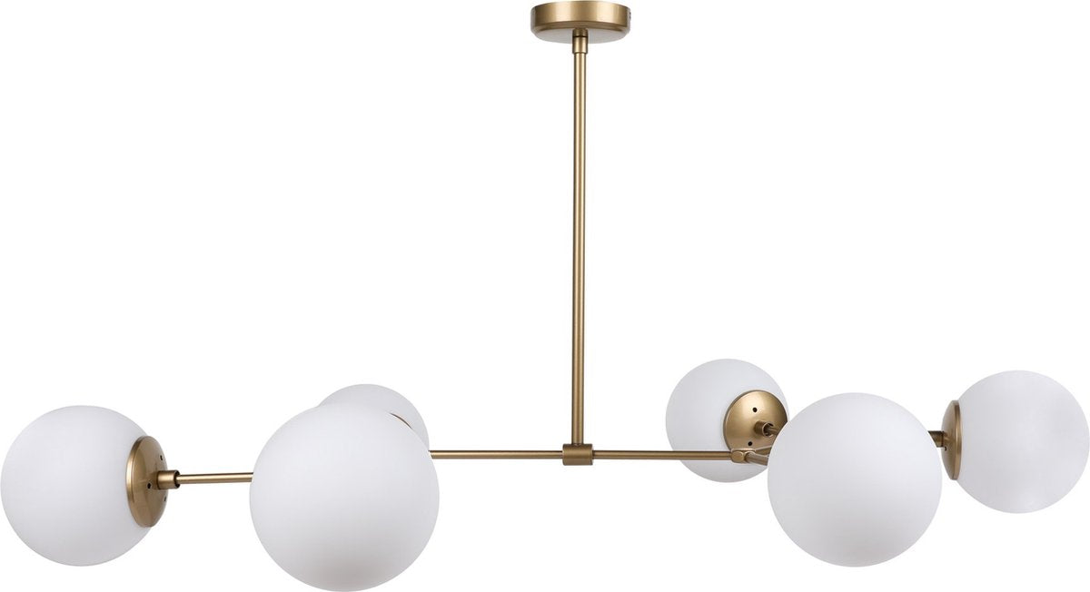Lampe suspendue Damar 6 Lumières - 100x58x48 cm - Jaune/Blanc - Métal - Hauteur réglable