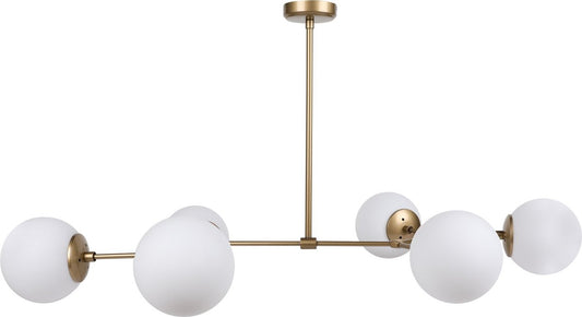 Lampe suspendue Damar 6 Lumières - 100x58x48 cm - Jaune/Blanc - Métal - Hauteur réglable