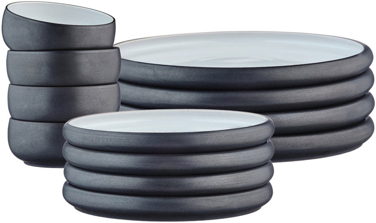 GOURMET - Essentials - Vaisselle - 12 pièces - Onyx