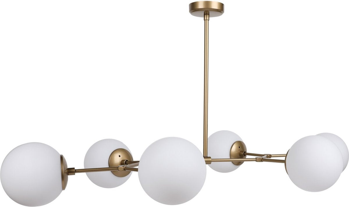 Lampe suspendue Damar 6 Lumières - 100x58x48 cm - Jaune/Blanc - Métal - Hauteur réglable