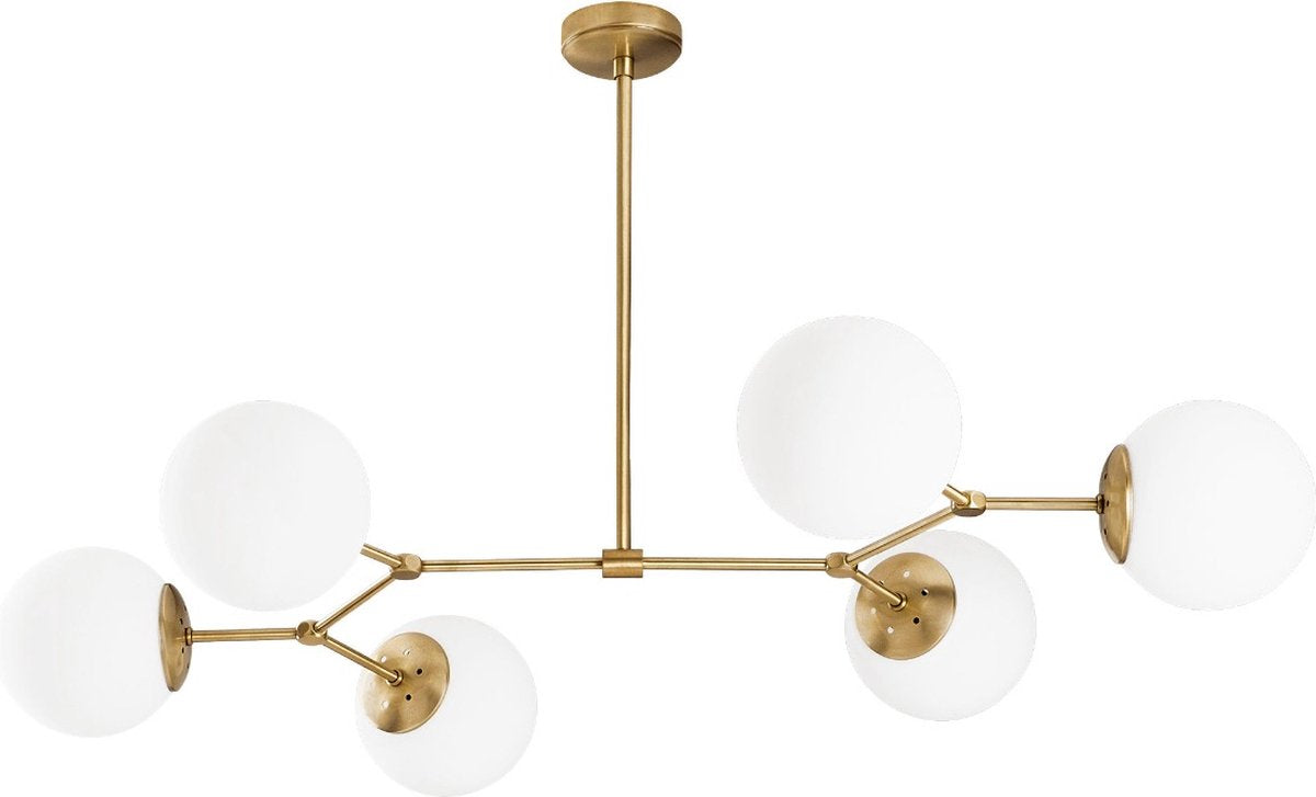 Lampe suspendue Damar 6 Lumières - 100x58x48 cm - Jaune/Blanc - Métal - Hauteur réglable
