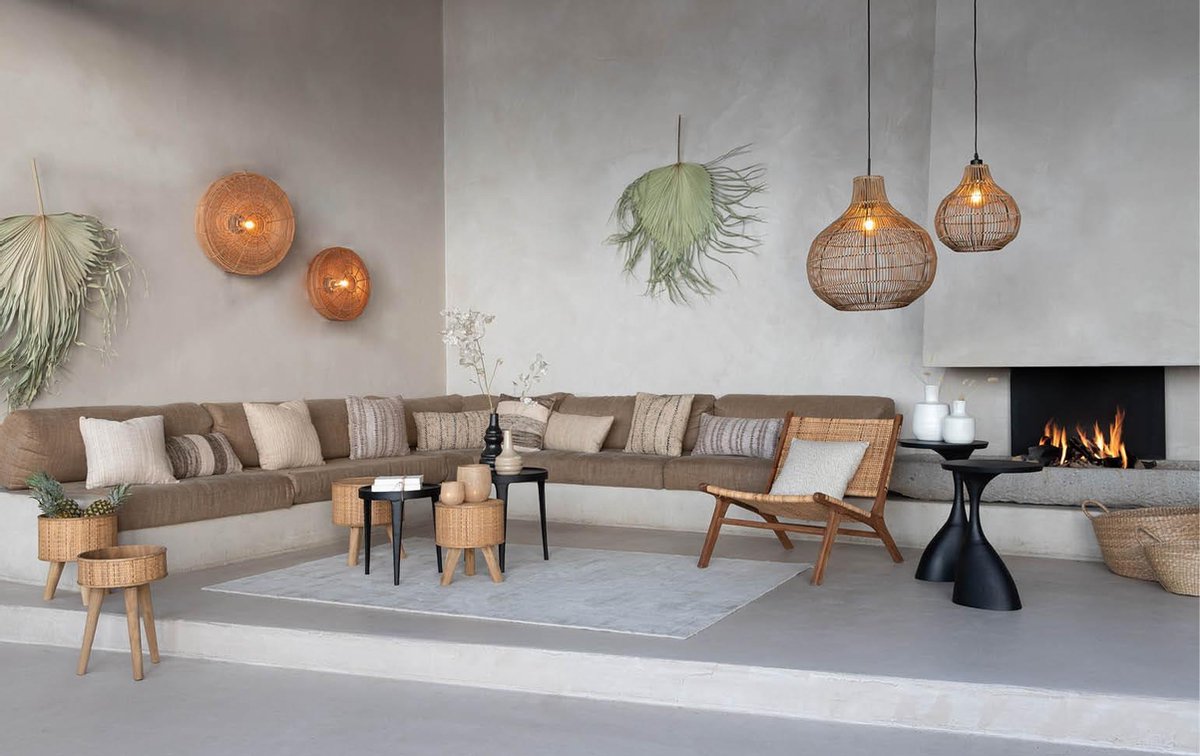 Light & Living Applique Mataka Rattan Ø51 cm - Marron - Applique ronde - Luminaires d'intérieur