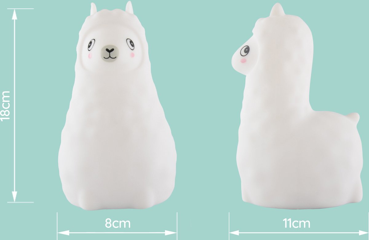 Veilleuse Sleepy Friends Lama - 95x97x100 mm - 8 Couleurs - Rechargeable par USB - Dimmable - Veilleuse Bébé & Enfant