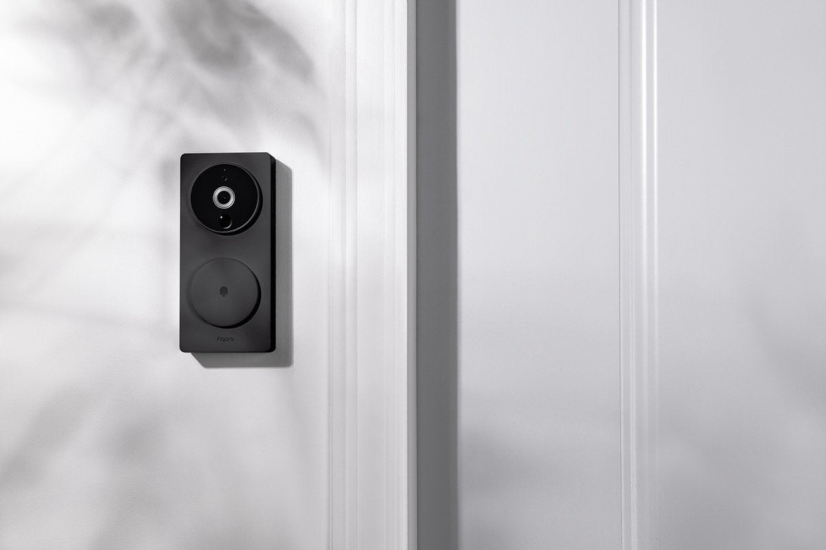 Aqara Smart Video Doorbell G4 Black - Grand Angle 162° - HD 1080P - Angle de montage 20° - Batterie et filaire - Reconnaissance des visages AI - Carillon intérieur inclus