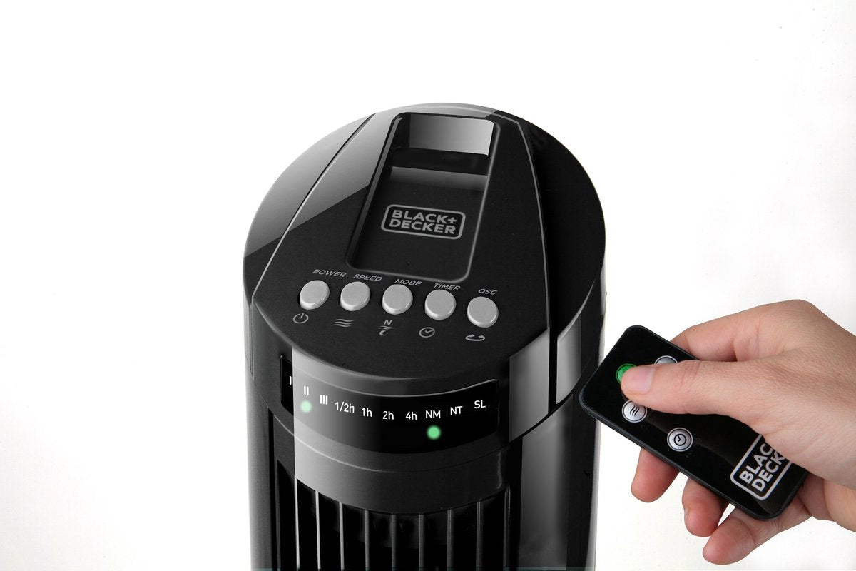 BLACK+DECKER Ventilateur de tour BXEFT45E - Noir - Ø 26 cm - 45 watts - Fonction minuterie