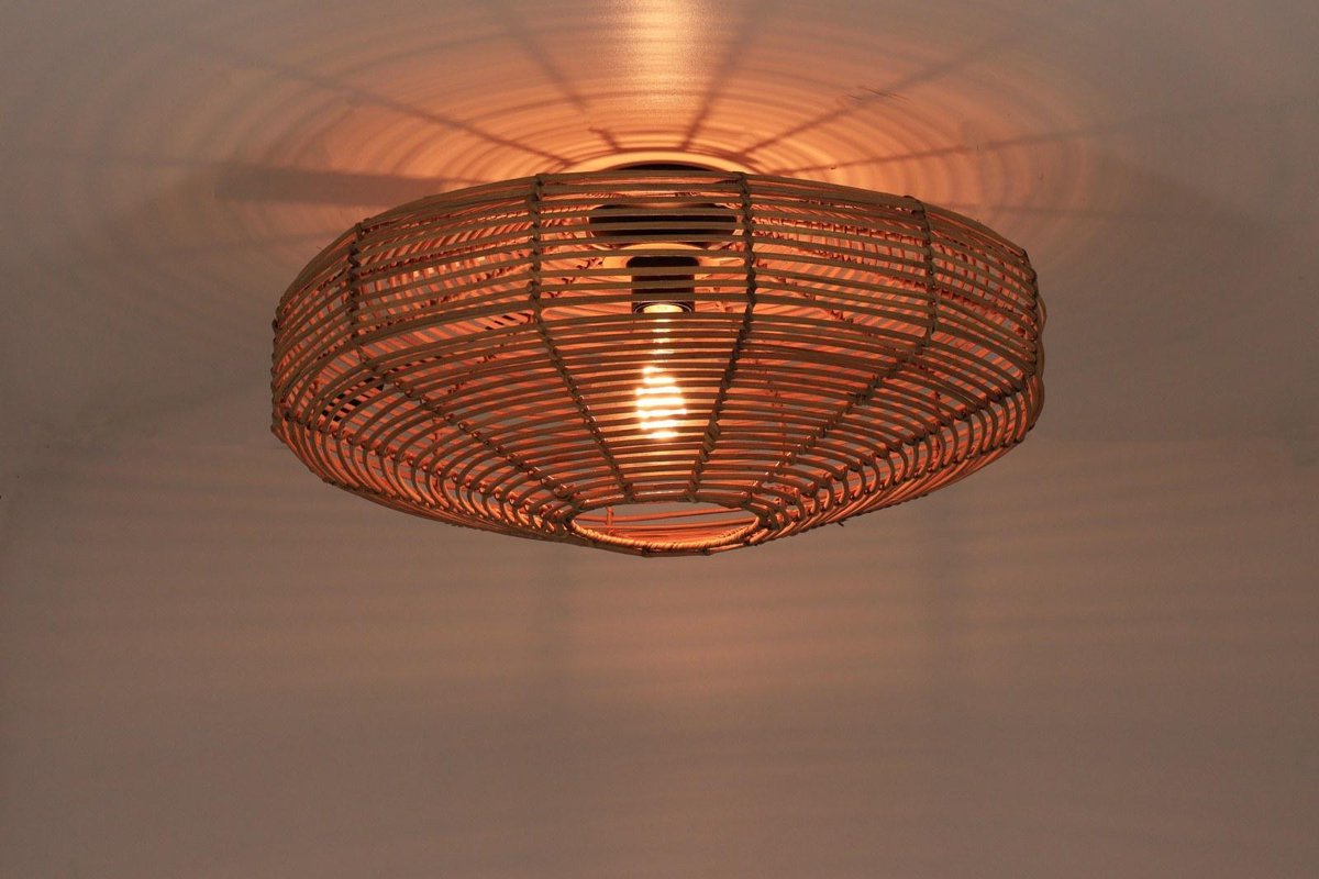 Light & Living Applique Mataka Rattan Ø51 cm - Marron - Applique ronde - Luminaires d'intérieur
