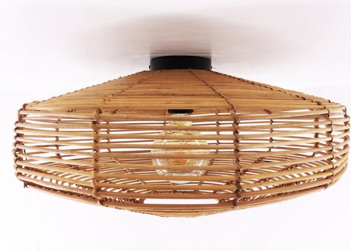 Light & Living Applique Mataka Rattan Ø51 cm - Marron - Applique ronde - Luminaires d'intérieur