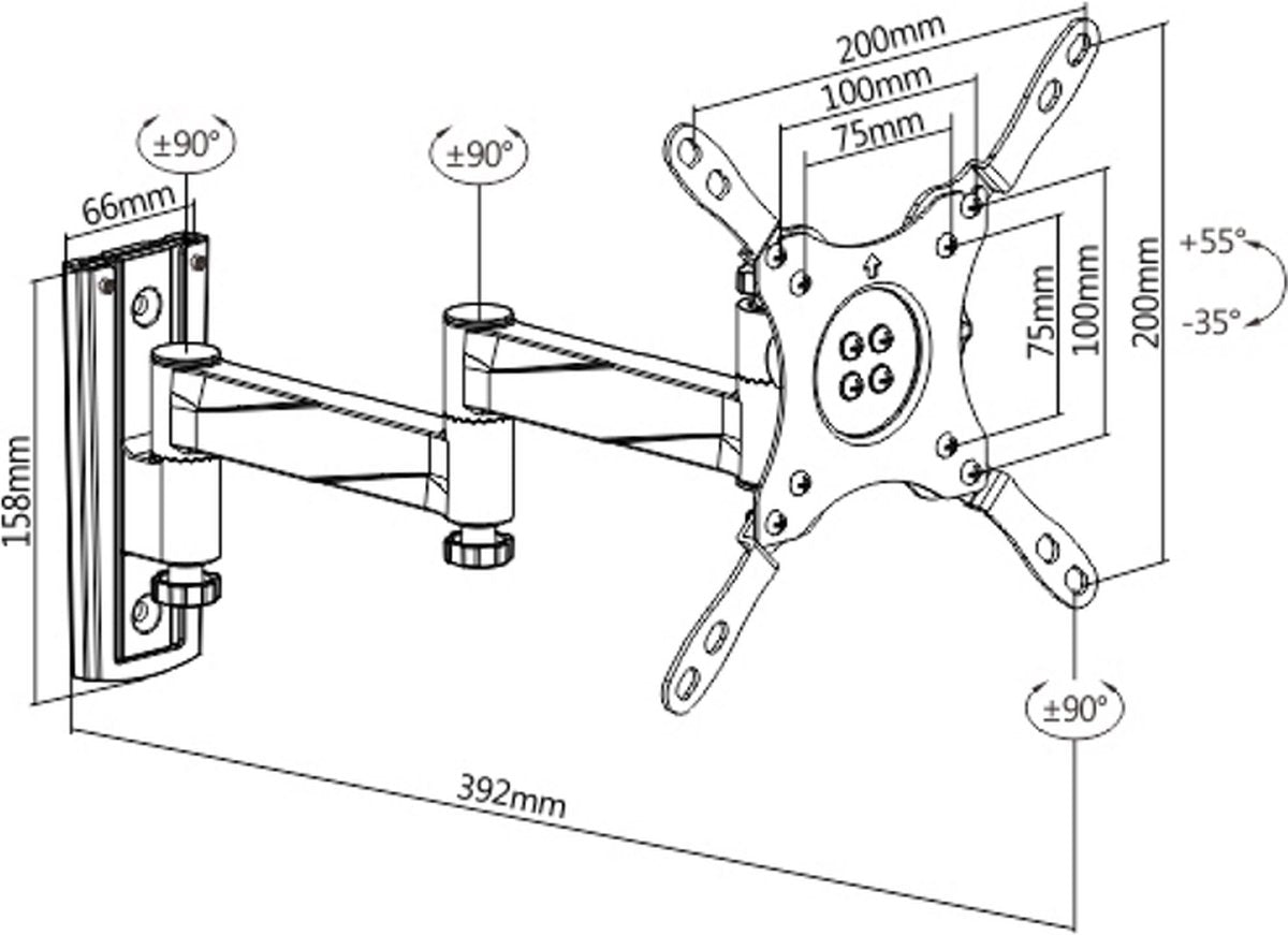 Support TV pour caravane/camping-car/camion/autobus - orientable et inclinable - jusqu'à 42 pouces