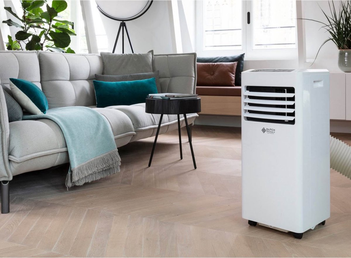 Dutch Orginials - Smart Air Conditioner - 7000 BTU - Airco on Wheels - 3 fonctions - 30 m² - Télécommande incluse - Blanc