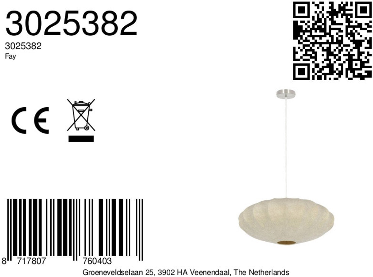 Lampe suspendue Light & Living Fay Ø50cm - marron - polymère élastique/fer - E27