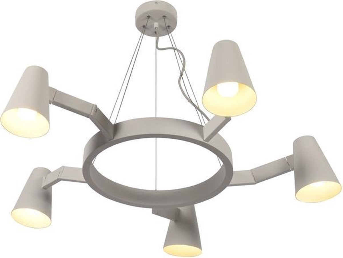 il s'agit de RoMi Lampe pendante Biarritz - Blanc - Ø100 cm - 5-lumières - Lustre orientable moderne
