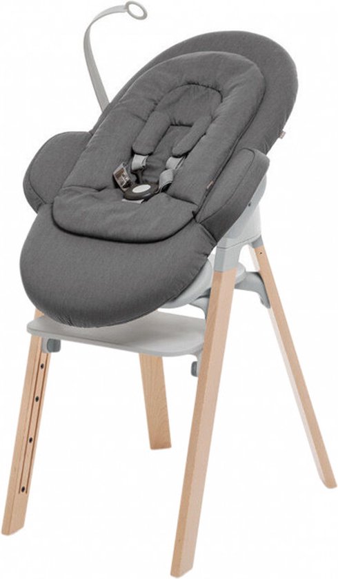 Chaise haute à bascule Stokke® Steps™ - Blanc et gris foncé