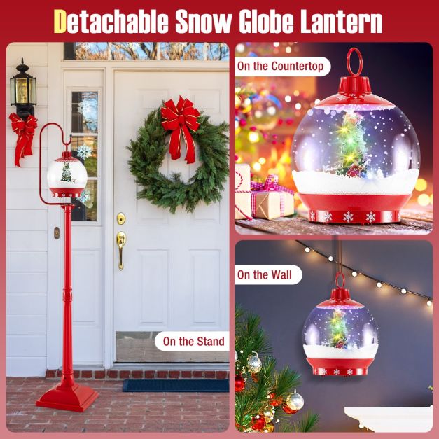Coast Christmas Lantern Pole - Boule de neige - Effets sonores - 32 x 32 x 173 cm - Rouge