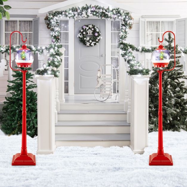 Coast Christmas Lantern Pole - Boule de neige - Effets sonores - 32 x 32 x 173 cm - Rouge