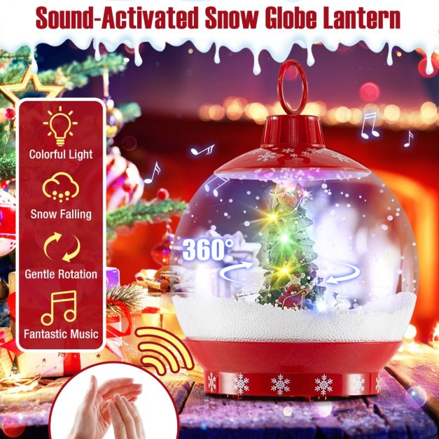 Coast Christmas Lantern Pole - Boule de neige - Effets sonores - 32 x 32 x 173 cm - Rouge