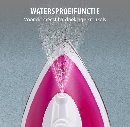 alpina Fer à vapeur - 2000 Watt - Température sans palier - Vapeur boost - Fonction spray - Semelle en acier inoxydable - Rose