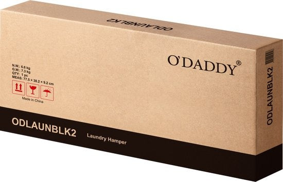 O'DADDY® Panier à linge 2 compartiments - trieur de linge extensible avec étagère - 73 x 33 x 72 cm - métal - noir avec marron