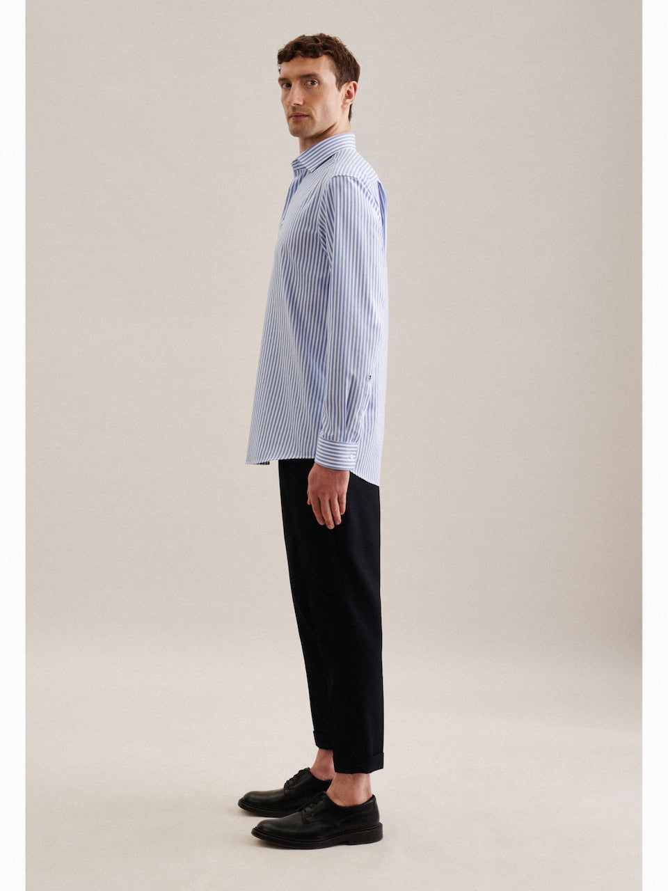 SEIDENSTICKER Regular Fit Business Shirt Blue Denim/White, Long Sleeve, Kent Collar