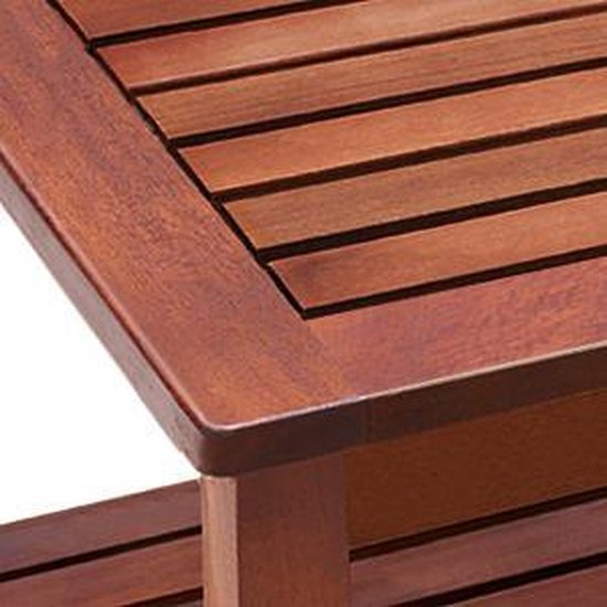 Table d'appoint Casaria Bois d'acacia - 45x45x45cm - avec 2 étagères Marron