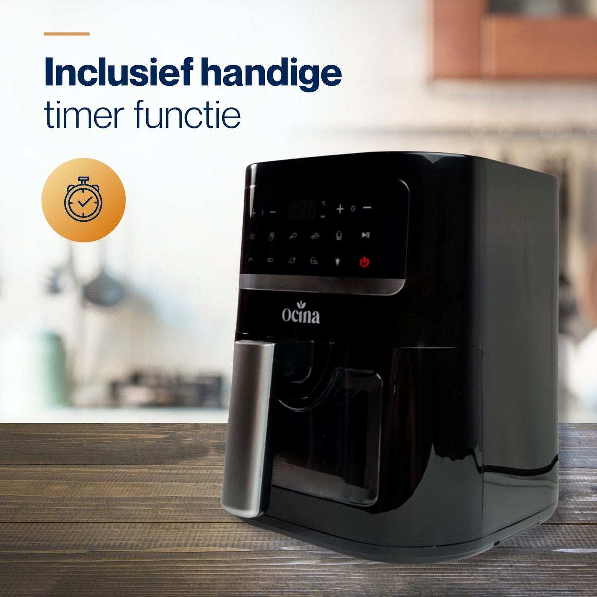 Ocina Airfryer - Friteuse à air chaud - 1600W - 4.5L - Affichage digital - Noir