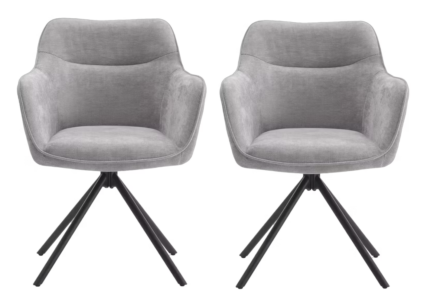 Criks Design Chaise de salle à manger pivotante Preston - 80,5x58x59 cm - Pieds noirs - Lot de 2