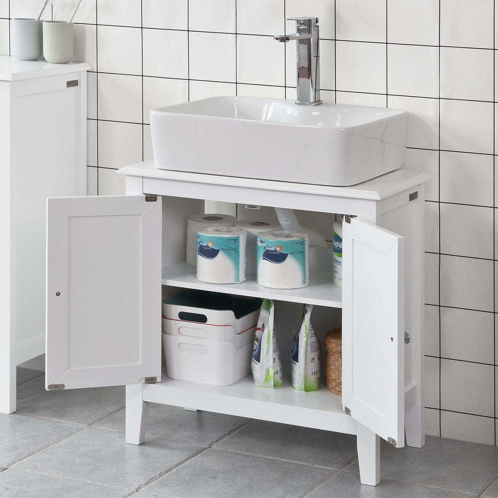 Meuble évier blanc SoBuy, FRG202-W, 2 portes, 70x38x20 cm, Blanc