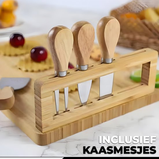 Kicinn Drinking Board - Tapas Board - Cheese Board - Serving Board - Drinking Board Wood - Incl. Cheese Knives, Forks, Bowls and Extra Serving Board - Bamboo