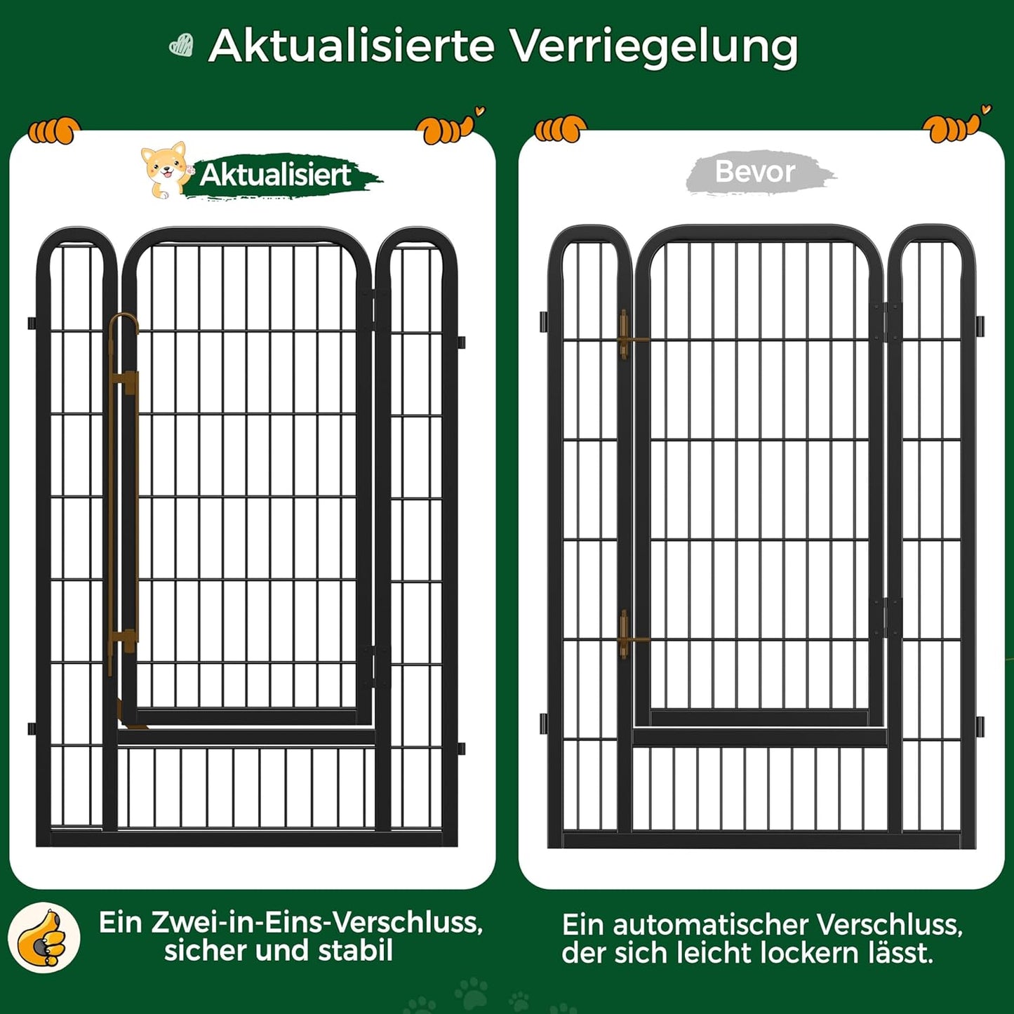 Yaheetech Puppyren - Enclos métallique pour chiots 6 panneaux avec porte - 100 cm de haut - 68 x 100 cm par panneau - Noir